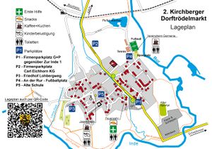 Lageplan des Dorftrödelmarktes in Kirchberg 2022